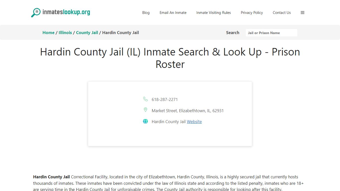 Hardin County Jail (IL) Inmate Search & Look Up - Prison Roster