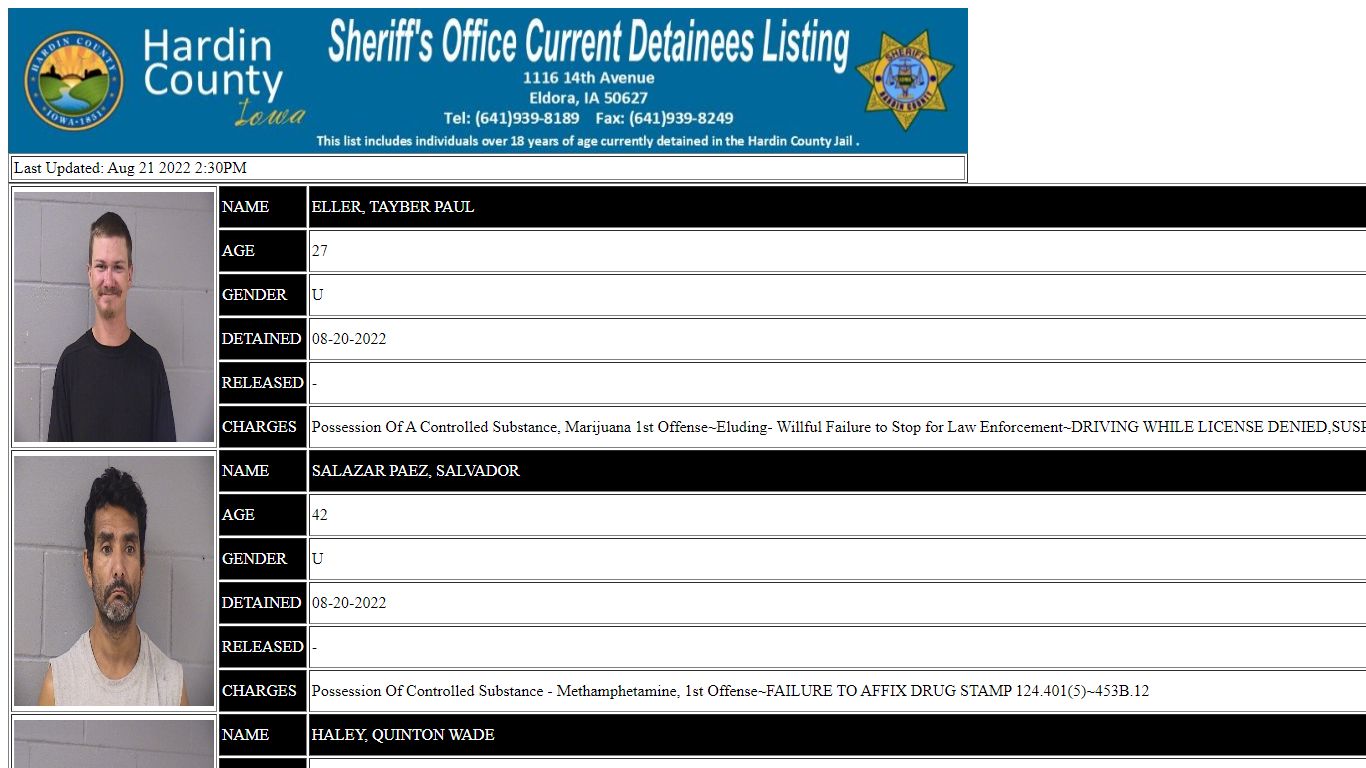 Hardin County Current Detainees